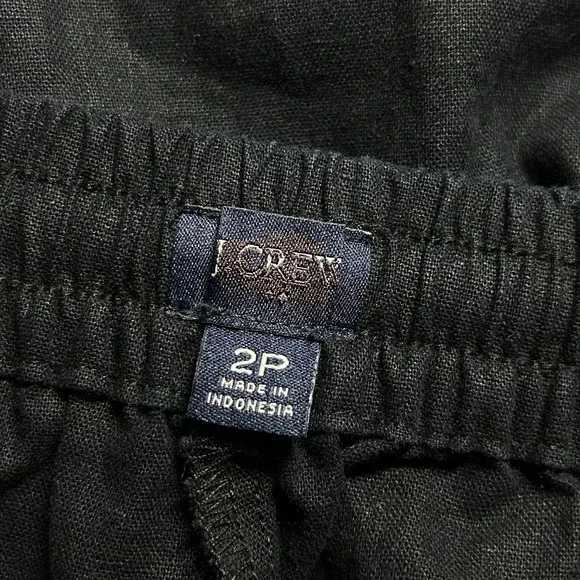 J.Crew Women's Linen Blend Slim Wide-Leg Drawstring Pant Black 2 P Petite NWOT - Picture 8 of 9